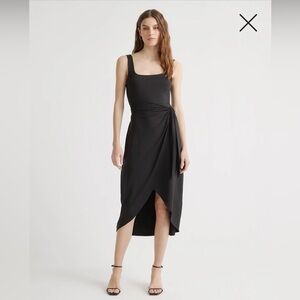 NWT Quince Tencel Jersey Side Tie Midi Dress Blue Medium